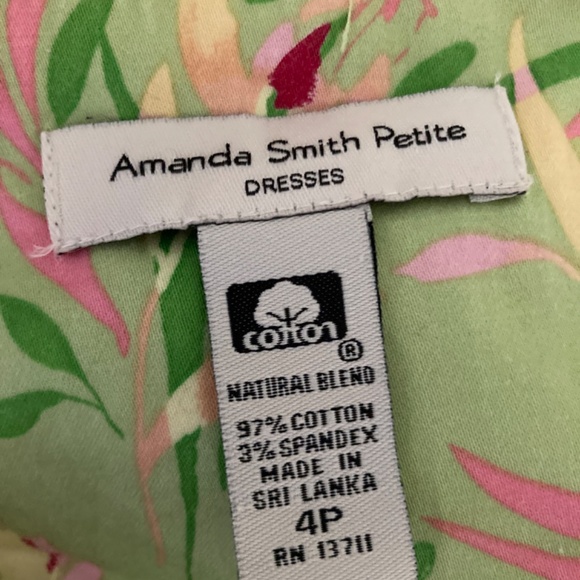 Amanda Smith Petite Green and Pink Tropical Floral Dress - Picture 3 of 3
